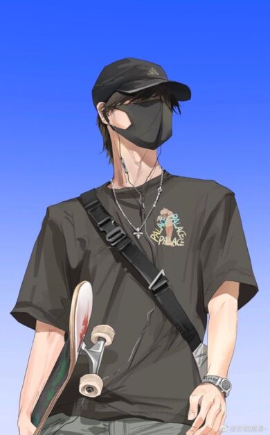 รูปการ์ตูนผู้ชาย เท่ๆ ใส่แมส