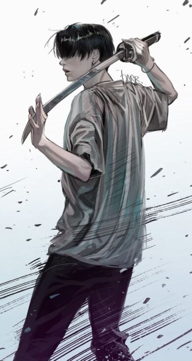 รูปการ์ตูนผู้ชาย เท่ๆ ถือดาบ