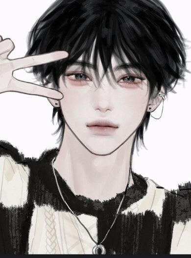 รูปการ์ตูนผู้ชาย เท่ๆ ชูสองนิ้ว