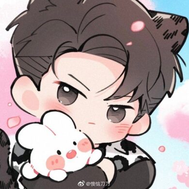 รูปการ์ตูนผู้ชาย น่ารักๆ อุ้มกระต่าย