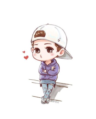 รูปการ์ตูนผู้ชาย น่ารักๆ ใส่หมวก