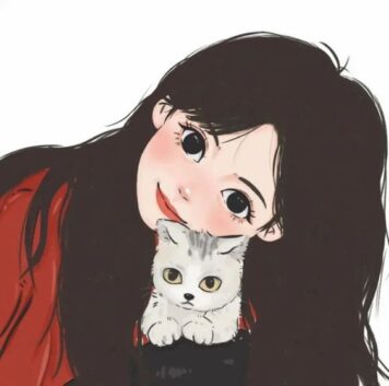 รูปการ์ตูนผู้หญิง กับน้องหมา