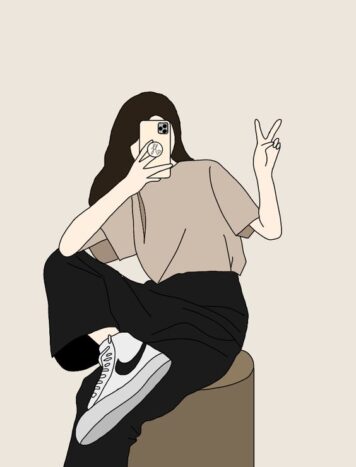 รูปภาพการ์ตูนผู้หญิง มินิมอล รูปวาด ลายเส้นง่ายๆ