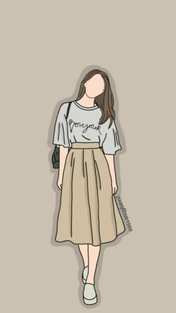 รูปภาพการ์ตูนผู้หญิง มินิมอล รูปวาด ลายเส้นง่ายๆ