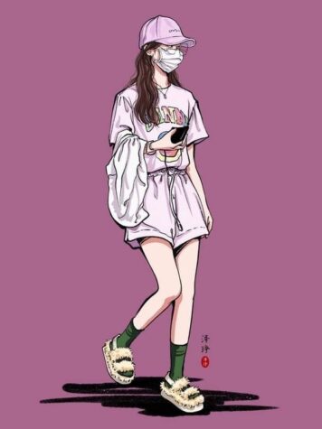 รูปภาพการ์ตูน ผู้หญิง เท่ๆ กำลังเดิน