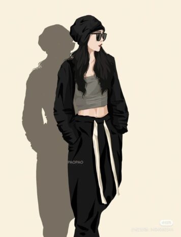 รูปภาพการ์ตูน ผู้หญิง เท่ๆ แว่นดำ