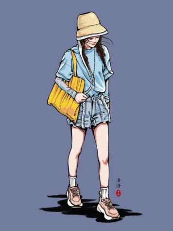 รูปภาพการ์ตูน ผู้หญิง เท่ๆ ใส่หมวก