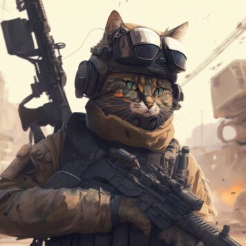 รูปภาพแมวเท่ๆ โหดๆ ทหาร หน่วยรบ ถือปืน