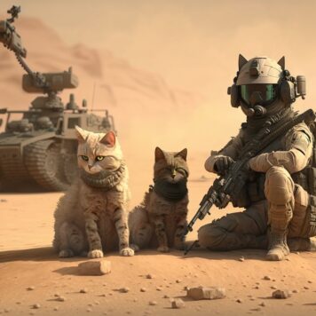 รูปภาพแมวเท่ๆ โหดๆ ทหาร หน่วยรบ ถือปืน