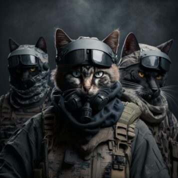 รูปภาพแมวเท่ๆ โหดๆ ทหาร หน่วยรบ ถือปืน