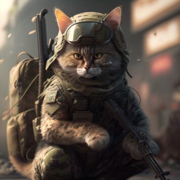 รูปภาพแมวเท่ๆ โหดๆ ทหาร หน่วยรบ ถือปืน