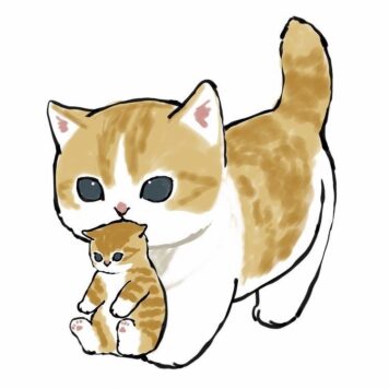 รูปการ์ตูนแมว น่ารัก คาบลูก