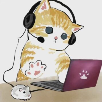 รูปการ์ตูนแมว น่ารัก ใส่หูฟัง