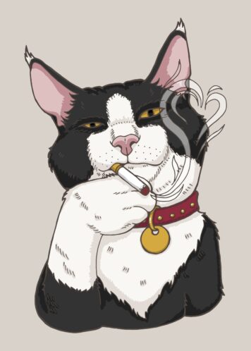 รูปการ์ตูนแมว กวนๆ สูบบุหรี่