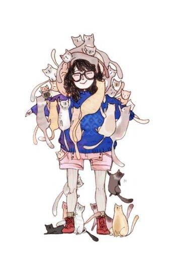 รูปการ์ตูนแมวกับคน