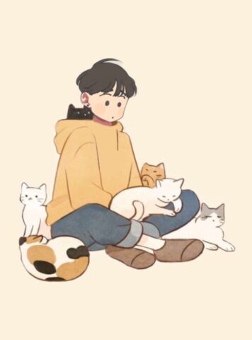 รูปการ์ตูนแมวกับคน