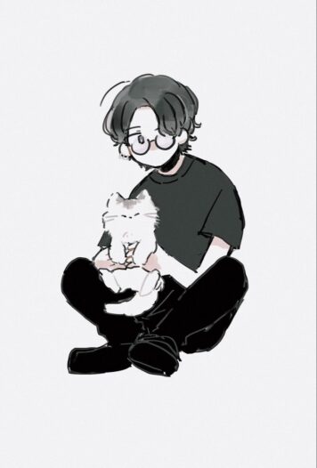 รูปการ์ตูนแมวกับคน