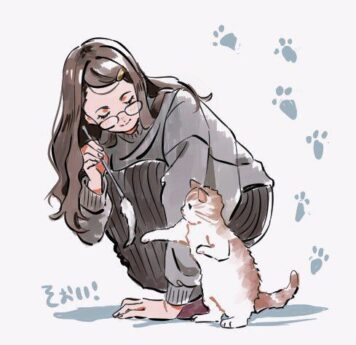 รูปการ์ตูนแมวกับคน