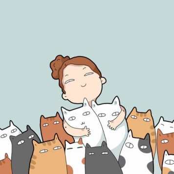 รูปการ์ตูนแมวกับคน