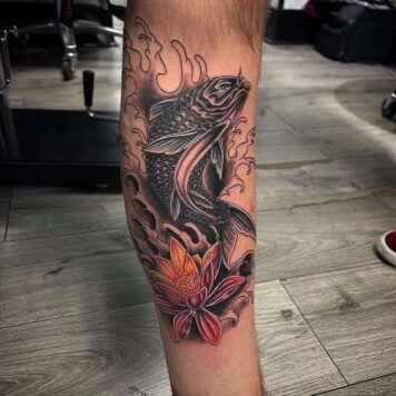 สักปลาคราฟ ดอกบัว