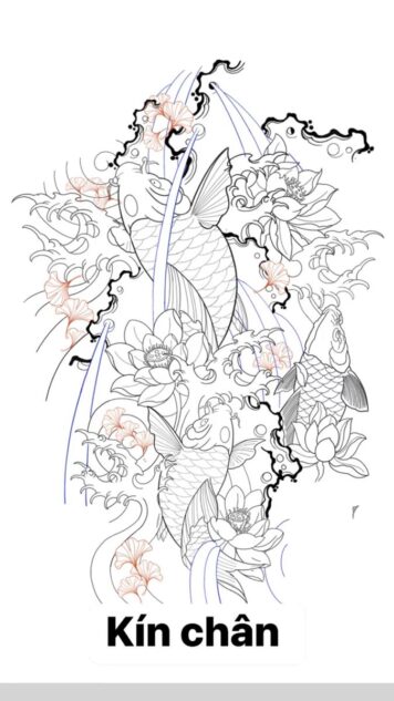 ลายสักปลาคราฟ ดอกบัว