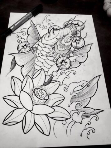 สักปลาคราฟ ดอกบัว