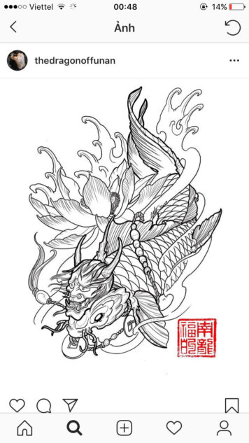 ลายสักปลาคราฟ ดอกบัว