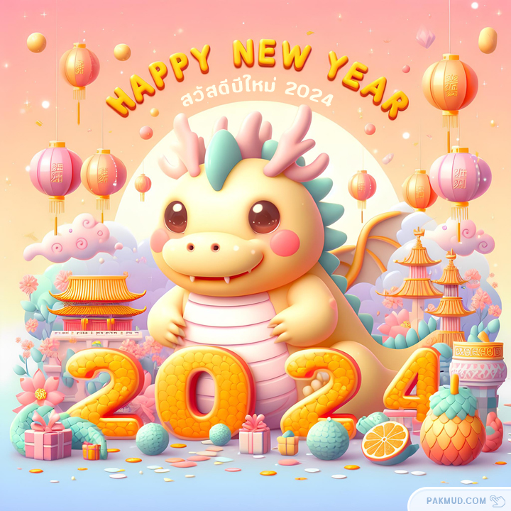 รูปสวัสดีปีใหม่ 2567 ปีมะโรง มังกร น่ารักๆ
