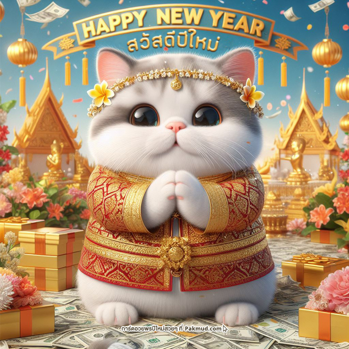 รูปสวัสดีปีใหม่ น่ารักๆ แมว